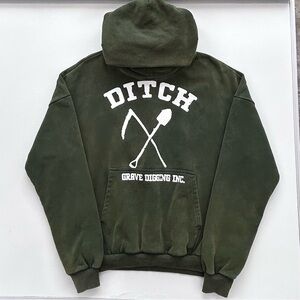 Ditch Grave Digging Mask Pullover Hoodie Green Heavyweight Size Men’s Large